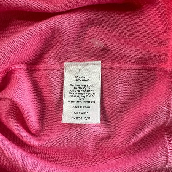 Talbots Pink Cotton Blend Preppy 3/4 Sleeves Button Front Scalloped Cardigan - Picture 5 of 5